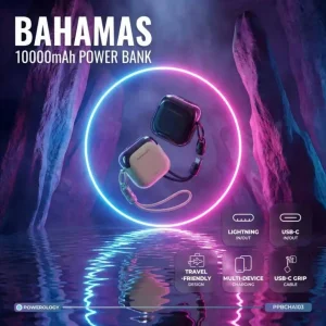 پاوربانک 20 وات پاورولوجی مدل BAHAMAS با ظرفیت 10000 هزار میلی آمپر ساعت به همراه کابل USB-C
