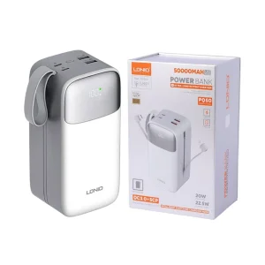 پاور بانک ۲۲.۵ وات الدینیو مدل PQ50 ظرفیت ۵۰۰۰۰ میلی آمپر ساعت به همراه کابل USB-C