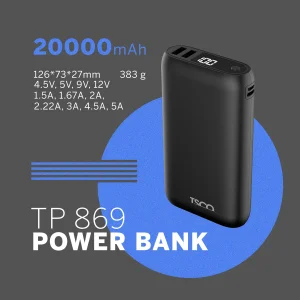 پاوربانک 22.5 وات تسکو مدل TP 869 ظرفیت 20000 میلی‌آمپر ساعت