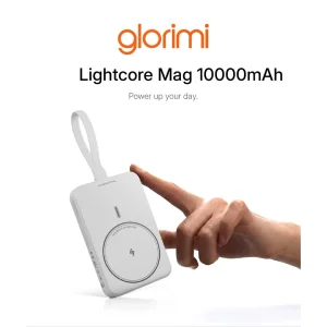 پاوربانک بی‌سیم 22.5 وات گلوریمی مدل Lightcore Mag ظرفیت 10000 میلی‌آمپر‌ساعت به همراه کابل USB-C