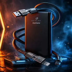پاوربانک 25 وات ریمکس مدل + X1 PRO ظرفیت 20000 میلی‌آمپرساعت به همراه یک عددکابل USB-A/لایتنینگ/USB-C