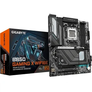 مادربرد گیگابایت مدل B850 Gaming X WiFi6E DDR5 Motherboard، فرم فاکتور ATX، سوکت AMD AM5، دارای چهار اسلات رم DDR5، دارای Wi-Fi 6E و بلوتوث داخلی، چیپست AMD B850