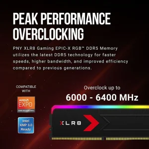 رم دسکتاپ DDR5 دو کاناله 6000 مگاهرتز CL30 پی ان وای مدل XLR8 RGB ظرفیت 64 گیگابایت
