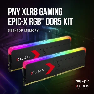 رم دسکتاپ DDR5 دو کاناله 6000 مگاهرتز CL30 پی ان وای مدل XLR8 RGB ظرفیت 64 گیگابایت
