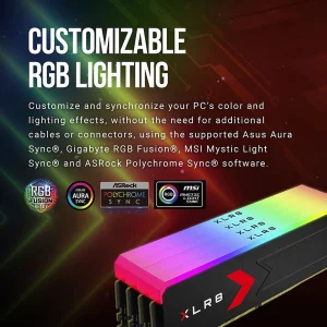 رم دسکتاپ DDR5 دو کاناله 6000 مگاهرتز CL30 پی ان وای مدل XLR8 RGB ظرفیت 64 گیگابایت