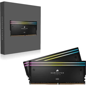رم دسکتاپ DDR5 دو کاناله 96 گیگابایت کورسیر مدل DOMINATOR TITANIUM فرکانس 6600 مگاهرتز تایمینگ CL32 با ماژول DIMM
