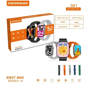 ساعت هوشمند 46 میلی‌متری کیکویر مدل KW 27 Max با بند سیلیکونی، سازگار با سیستم عامل Android و iOS
