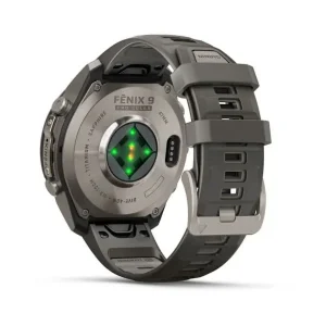 ساعت هوشمند 47 میلی‌متری گارمین مدل Fenix 9 Pro Solar با بند سیلیکونی، سازگار با گوشی‌های هوشمند اندروید و iOS، نسخه مجهز به تکنولوژی inReach