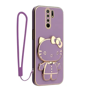 کاور گاردتک اساک مدل Kitty Strap مناسب برای گوشی موبایل شیائومی Redmi 9 / Redmi 9 Prime به همراه بندآویز