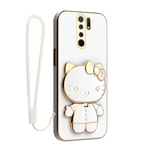 کاور گاردتک اساک مدل Kitty Strap مناسب برای گوشی موبایل شیائومی Redmi 9 / Redmi 9 Prime به همراه بندآویز