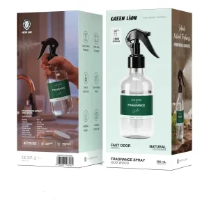 اسپری خوشبوکننده خودرو گرین لاین مدل GNFROUDW300ML با رایحه عود، ظرفیت 300 میلی‌لیتر، 1600 اسپری در هر بطری، رفع سریع بو، پوشش گسترده و طراحی قابل شارژ مجدد