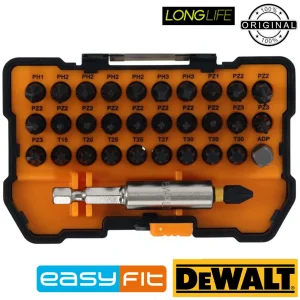 سری پیچ گوشتی دیوالت مدل فشارقوی حرفه ای PH2/PZ2 X32 مجموعه 32 عددی