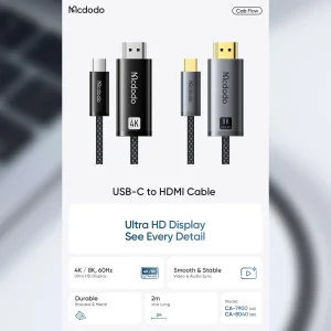 کابل تبدیل USB-C به HDMI مک دودو مدل CA-790 4K-60Hz طول 2 متر