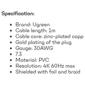 کابل تبدیل HDMI به DVI یوگرین مدل HD106-10135 طول 2 متر
