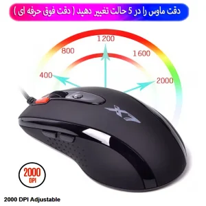 ماوس با سیم مخصوص بازی ای فورتک مدل OSCAR_X_71O_BK
