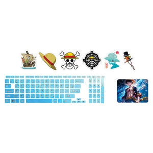 استیکر لپ تاپ توییجین و موییجین طرح one piece کد 01 مناسب برای لپ تاپ 15.6 اینچ به همراه برچسب حروف فارسی کیبورد
