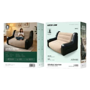 صندلی سفری گرین لاین مدل Green Lion Double Seater Inflatable Sofa با جنس PVC و مقاوم در برابر نفوذ گرد و خاک