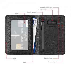 Zhuse ZS-PB-013 4000mAh Power Bank And Card Holder 2in1 Leather Bag