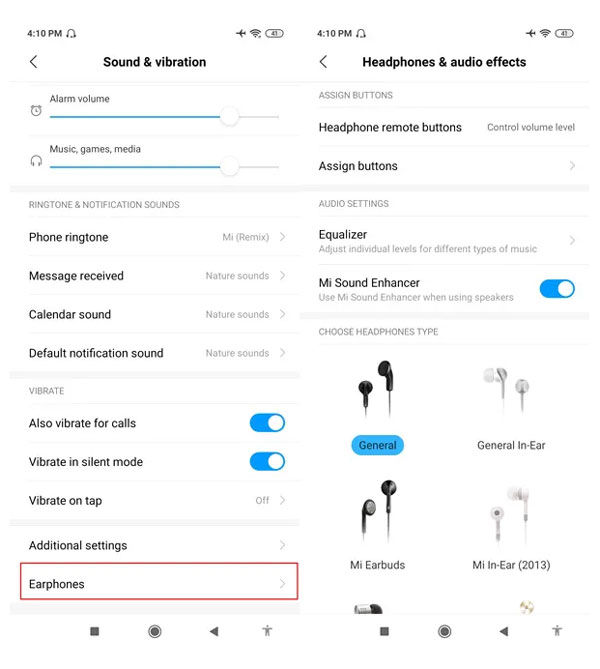 تنظیمات صدا و هدفون در گوشی Redmi Note 8 Pro