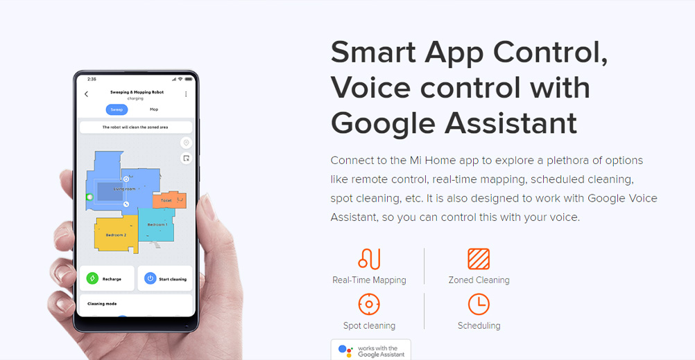 جاروبرقی رباتی هوشمند شیائومی مدل Mop P سازگار با دستیار صوتی گوگل