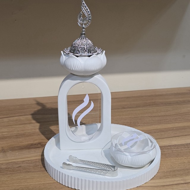 بخور سوز بتنی طرح گل ست ۳ تیکه