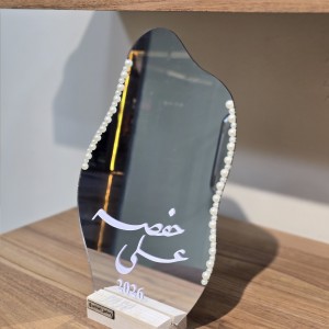 آیینه انتزاعی پایه چوبی