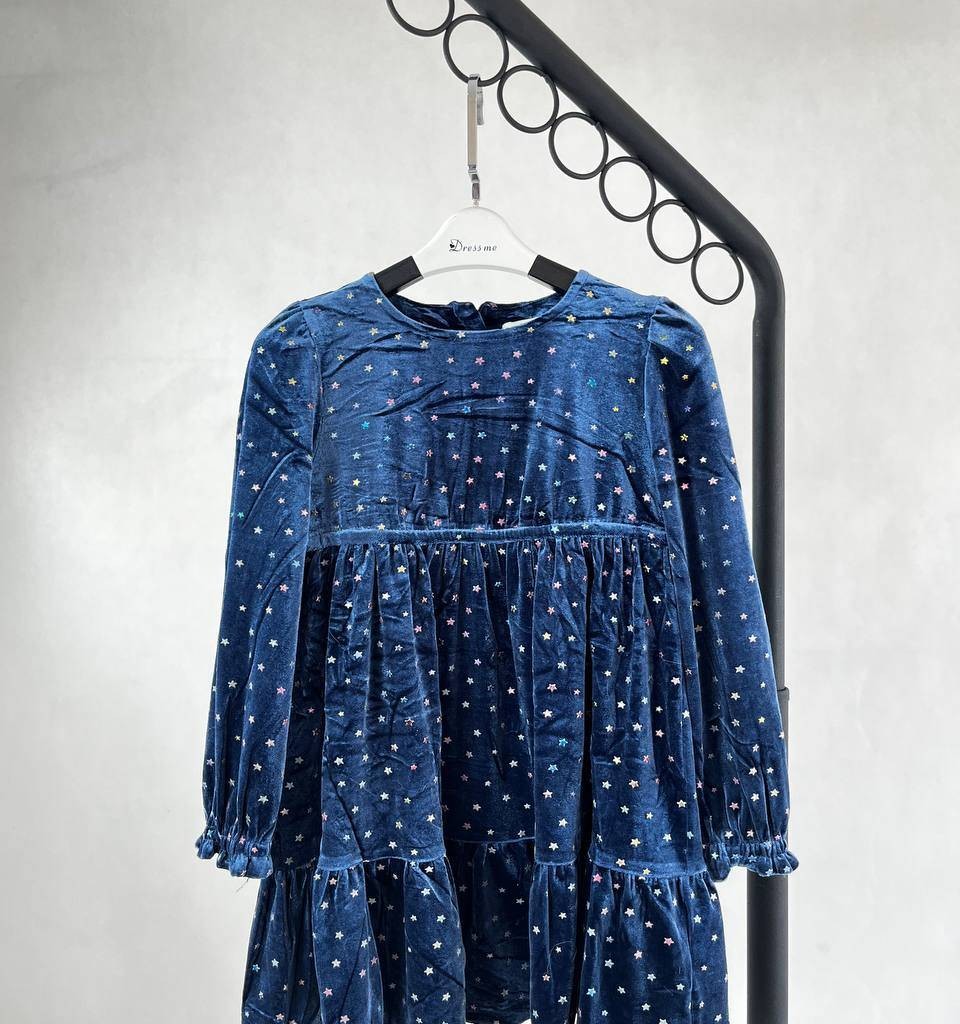 پیراهن مخمل بچگانه سورمه ای برند M&S