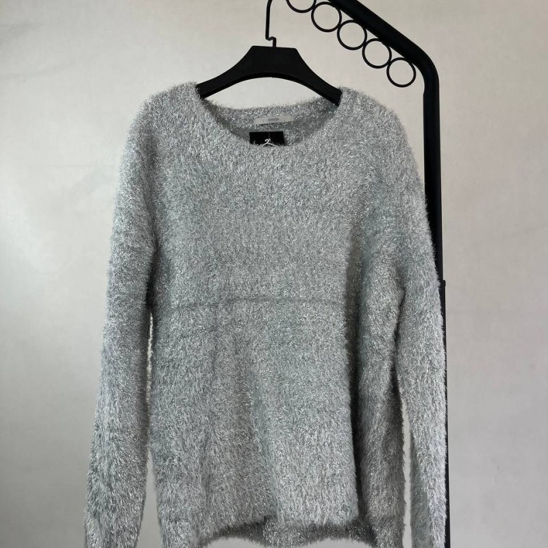 پولوشرت زنانه بافت نقره‌ای نرم و لوکس