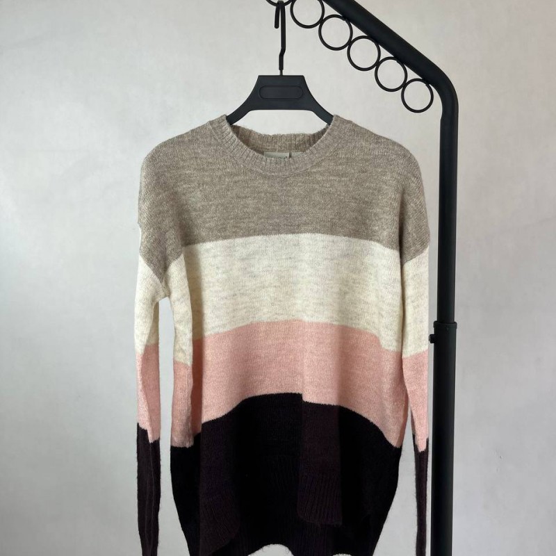 بافت زنانه راه راه صورتی و قهوه‌ای برند SERRA