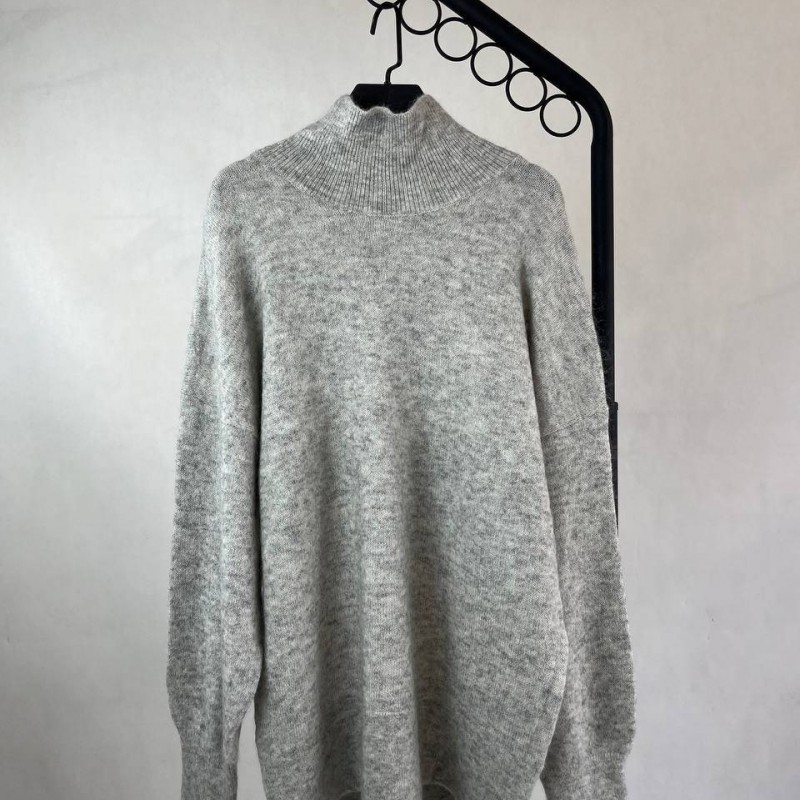 بافت زنانه طوسی روشن با یقه برگردان برند H&M