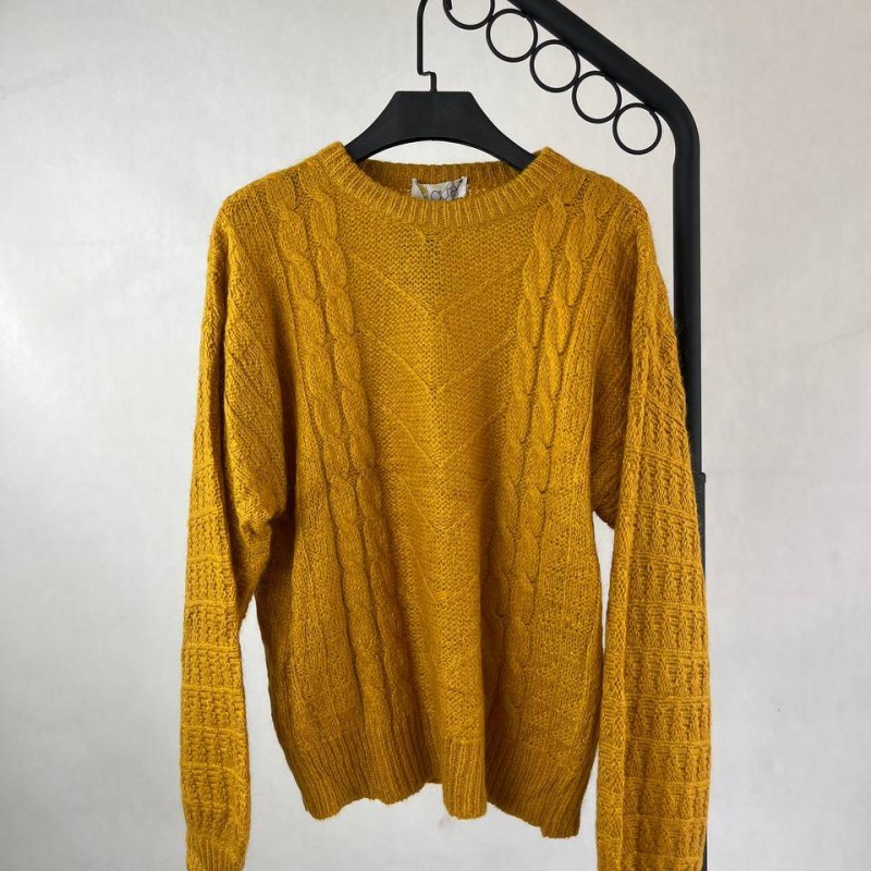 سویشرت بافتنی زرد زنانه - مناسب فصل پاییز و زمستان