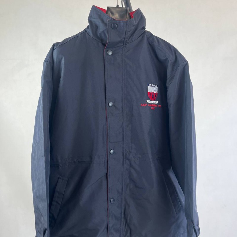 کاپشن مردانه سرمه ای یقه بلند دکمه های ضد باران