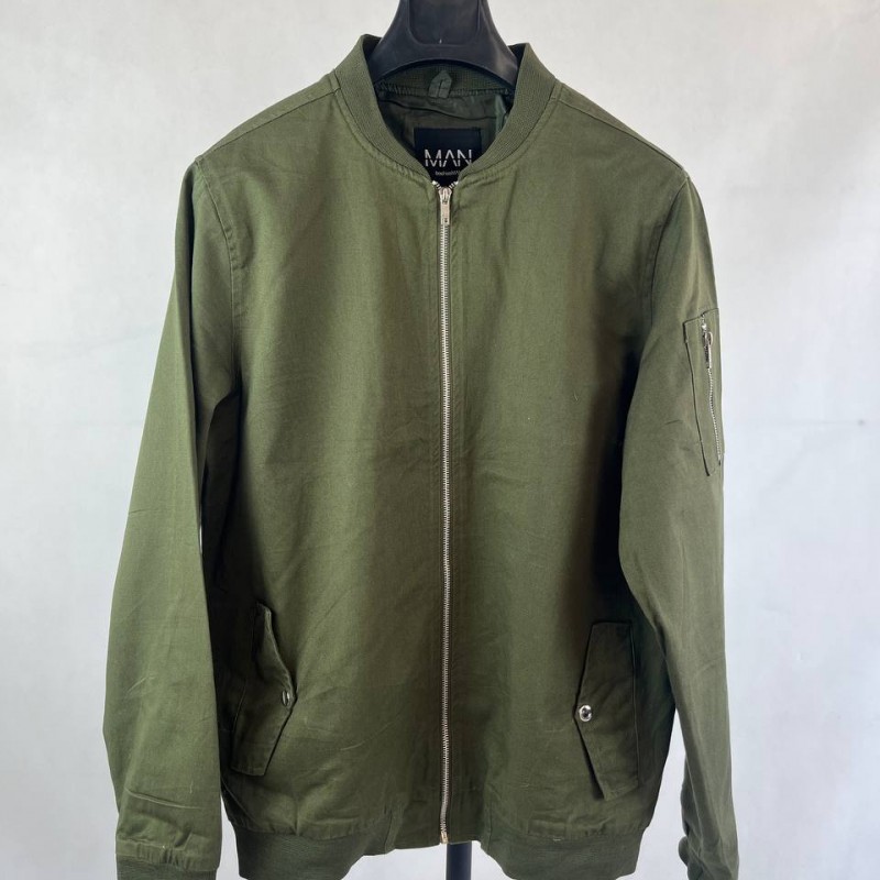 کاپشن مردانه سبز ارتشی زیپ دار مدل بامبر