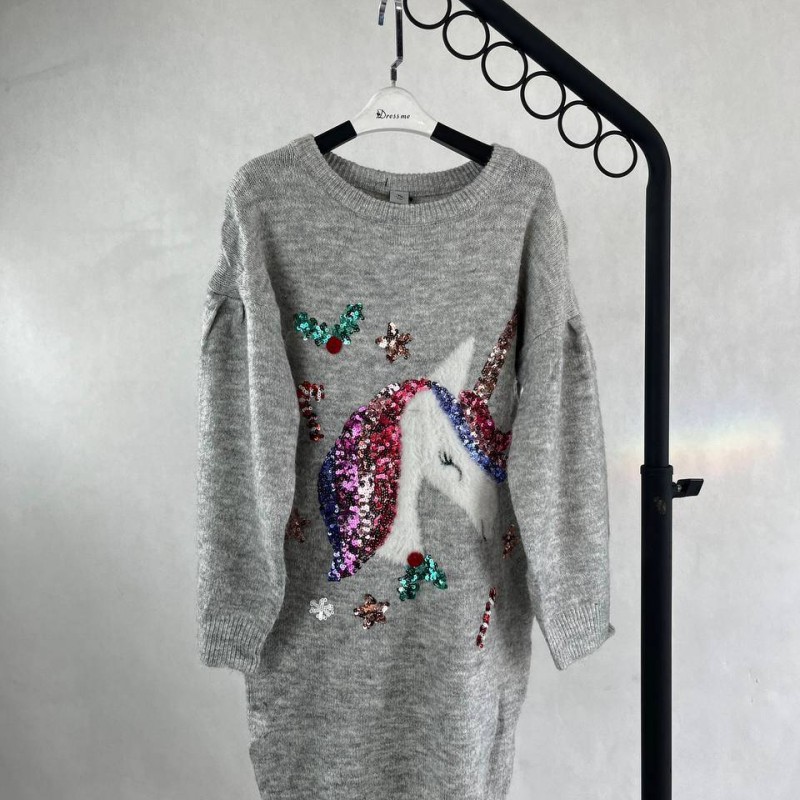 تونیک بافت دخترانه یونیکورن پولکی برند TU kids