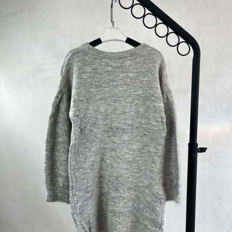 تونیک بافت بلند خاکستری ملانژ دخترانه برند TU