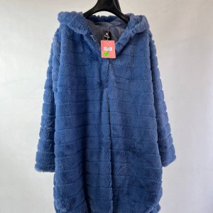 پالتو زنانه پشمی با کلاه رنگ آبی