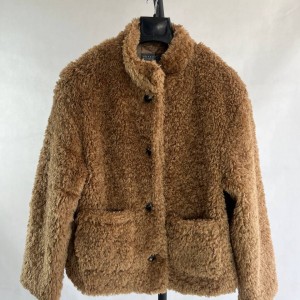 پالتو دخترانه دکمه دار قهوه ای تدی