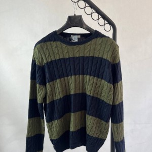 ژاکت مردانه راه‌راه بافت‌دار سبز و سرمه‌ای