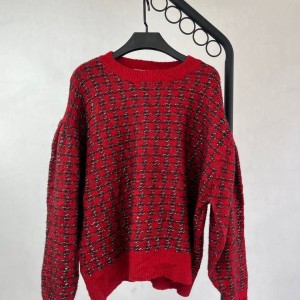 پولوشرت زنانه بافت قرمز رنگ شاد و متفاوت