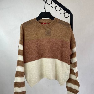 بافت زنانه راه راه کرم و قهوه‌ای برند SPRIT