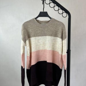 بافت زنانه راه راه صورتی و قهوه‌ای برند SERRA