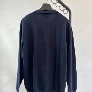 پیراهن بافت مردانه راه‌راه، رنگ سرمه‌ای و کرم