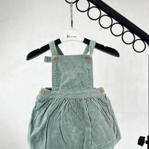 سارافون دخترانه مخمل سبز دکمه دار برند PRIMARK