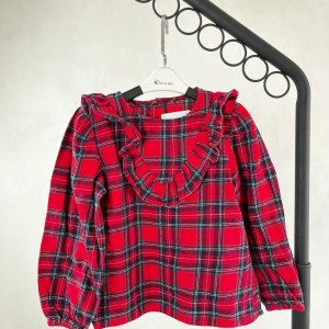 بلوز بچگانه چهارخونه یقه چین دار