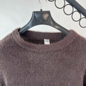 سویشرت پشمی زنانه قهوه‌ای یقه گرد