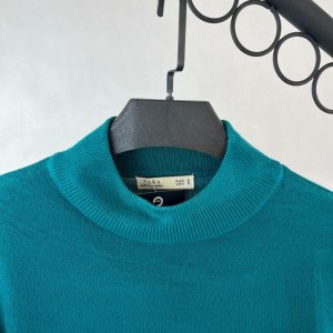 بافت زنانه سبز آبی با یقه ایستاده برند ZARA