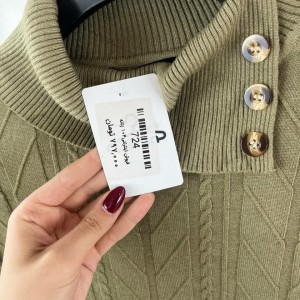 بافت زنانه سبز زیتونی یقه بلند