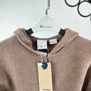 هودی بافت زیپ‌دار بچگانه قهوه‌ای نسکافه‌ای برند zara