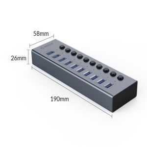 هاب 10 پورت USB 3.0 اوریکو مدل BT2U3-10AB