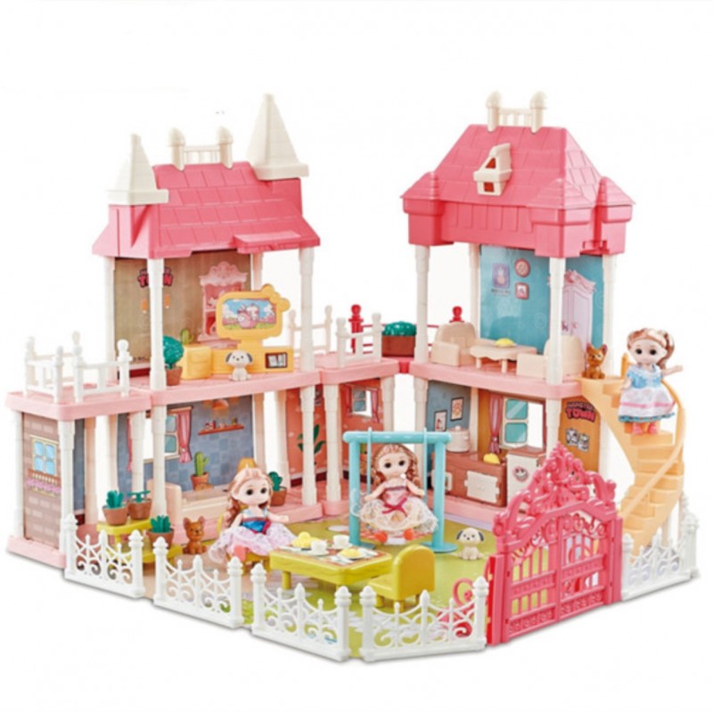 خانه عروسکی دوطبقه با نور و دو عروسک